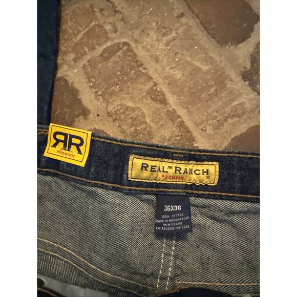 Real Ranch Wear Premium Mens Dark Wash 36/ 36 Blue Jeans NWT Fits Over Boots - Picture 3 of 8